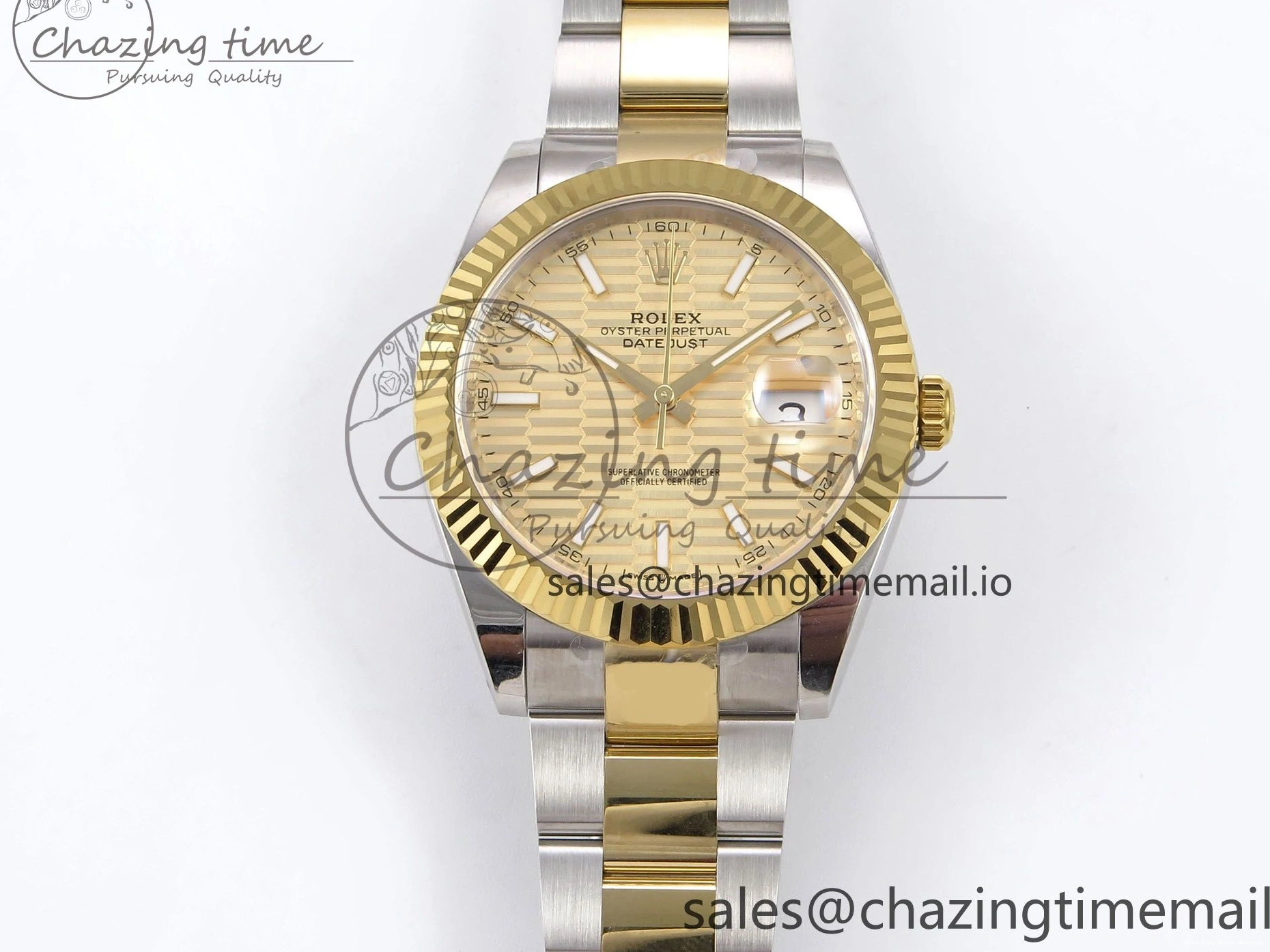 AAA Replica Watches Bracelet Thermal YG Best Edition Dial DateJust 41 Oyster 126333 EWEF SS on 976 YG Textured A 0104